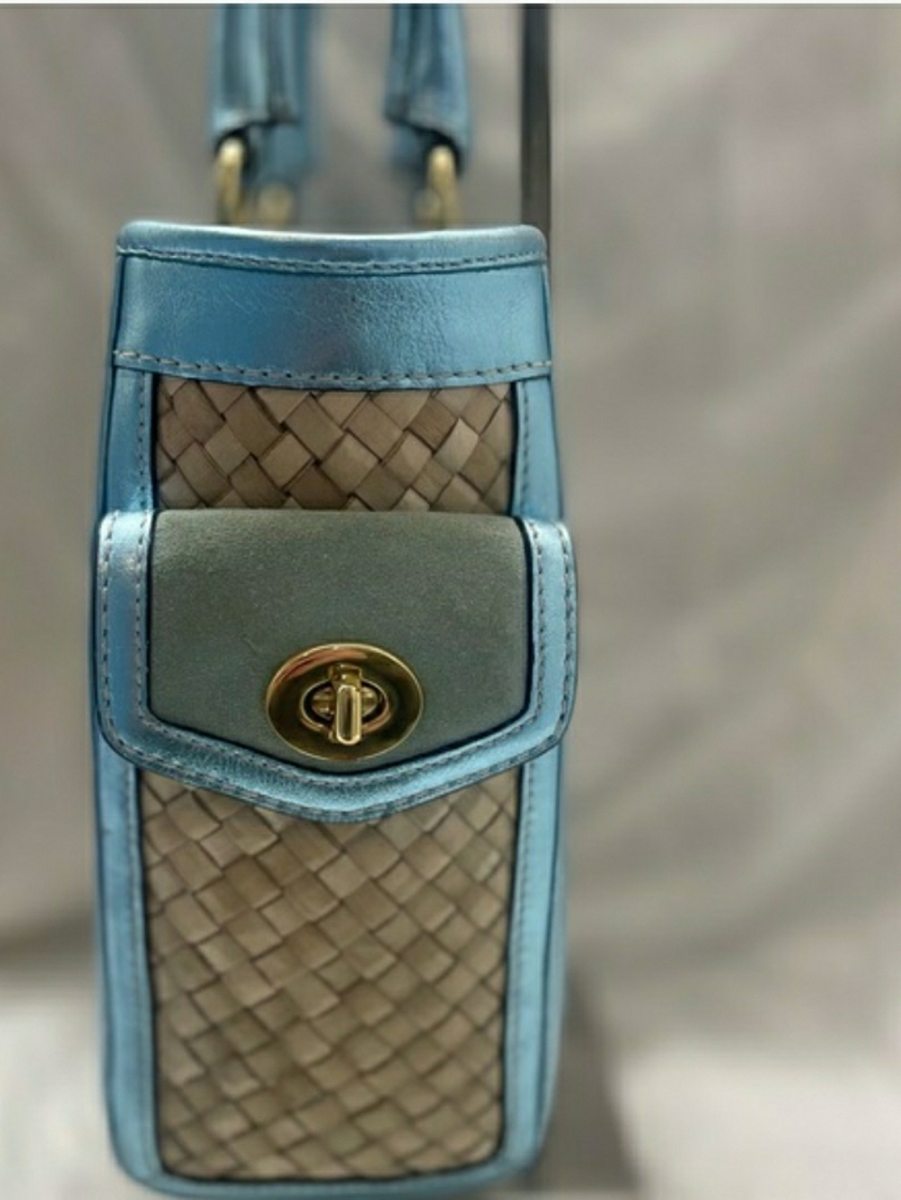 Coach Vintage Lt. Ed. Sea Foam Woven Boxy Tote Bag EUC - Picture 9 of 16